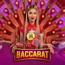Mega Baccarat slot visual from Pragmatic Play available on rollingslots.app